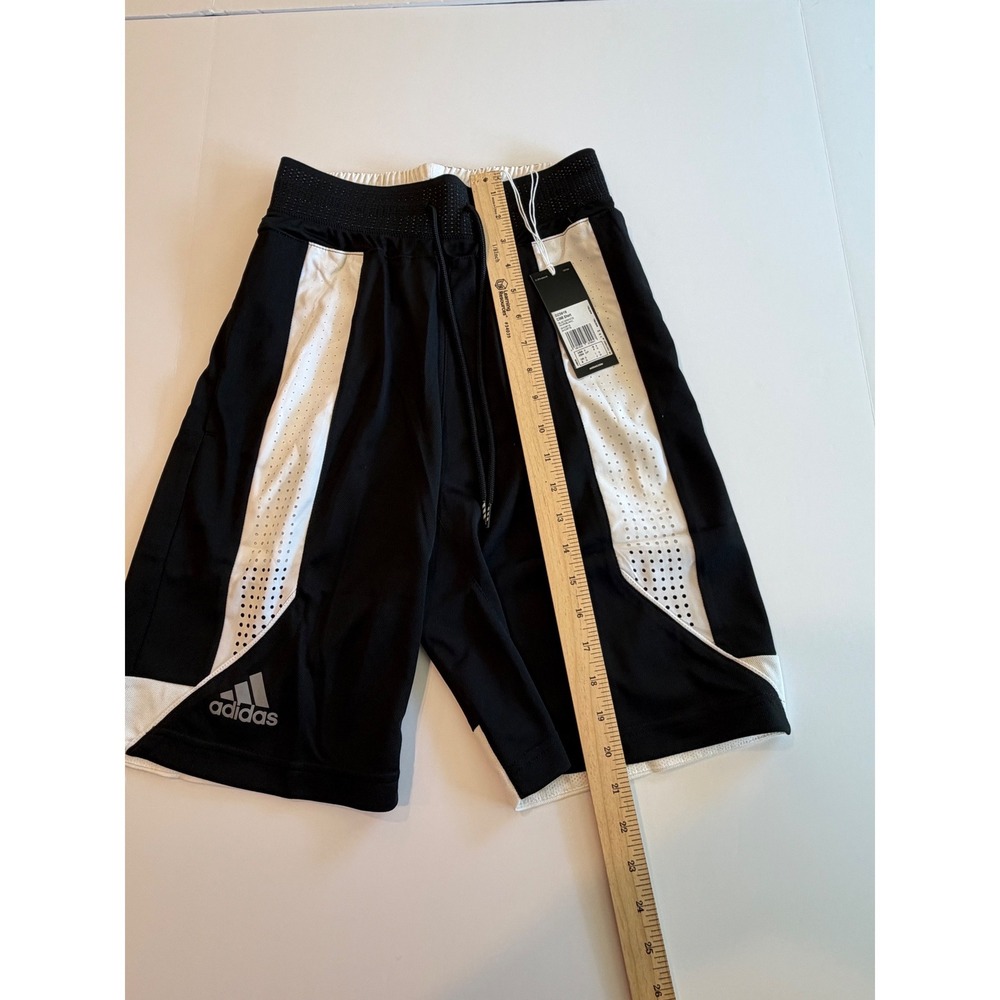 Adidas Basketball Club Shorts Mens Small Black White Climalite NEW - Picture 2 of 5